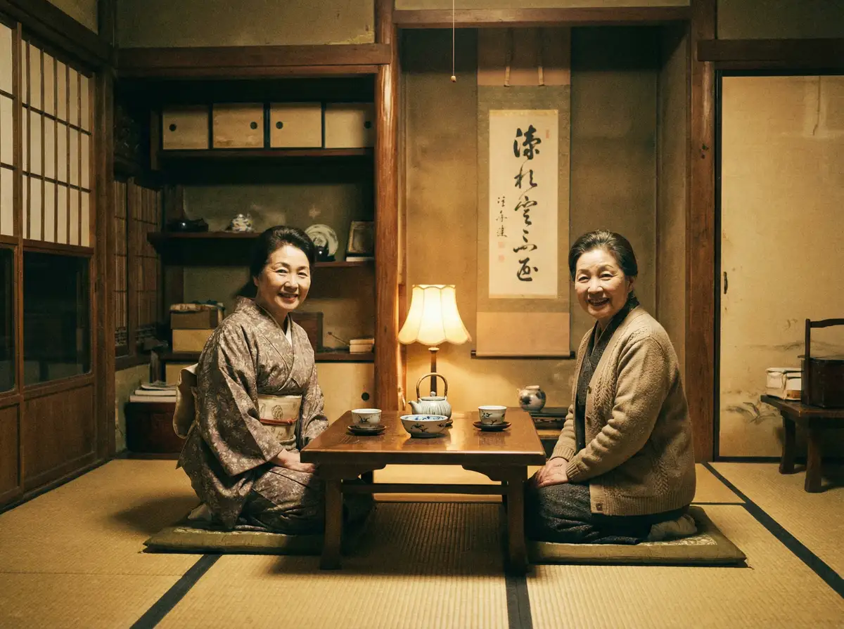 两位优雅的 绿奴-自由探索|最新资讯|互动社区|权威解读 在日式茶室中品茶交谈